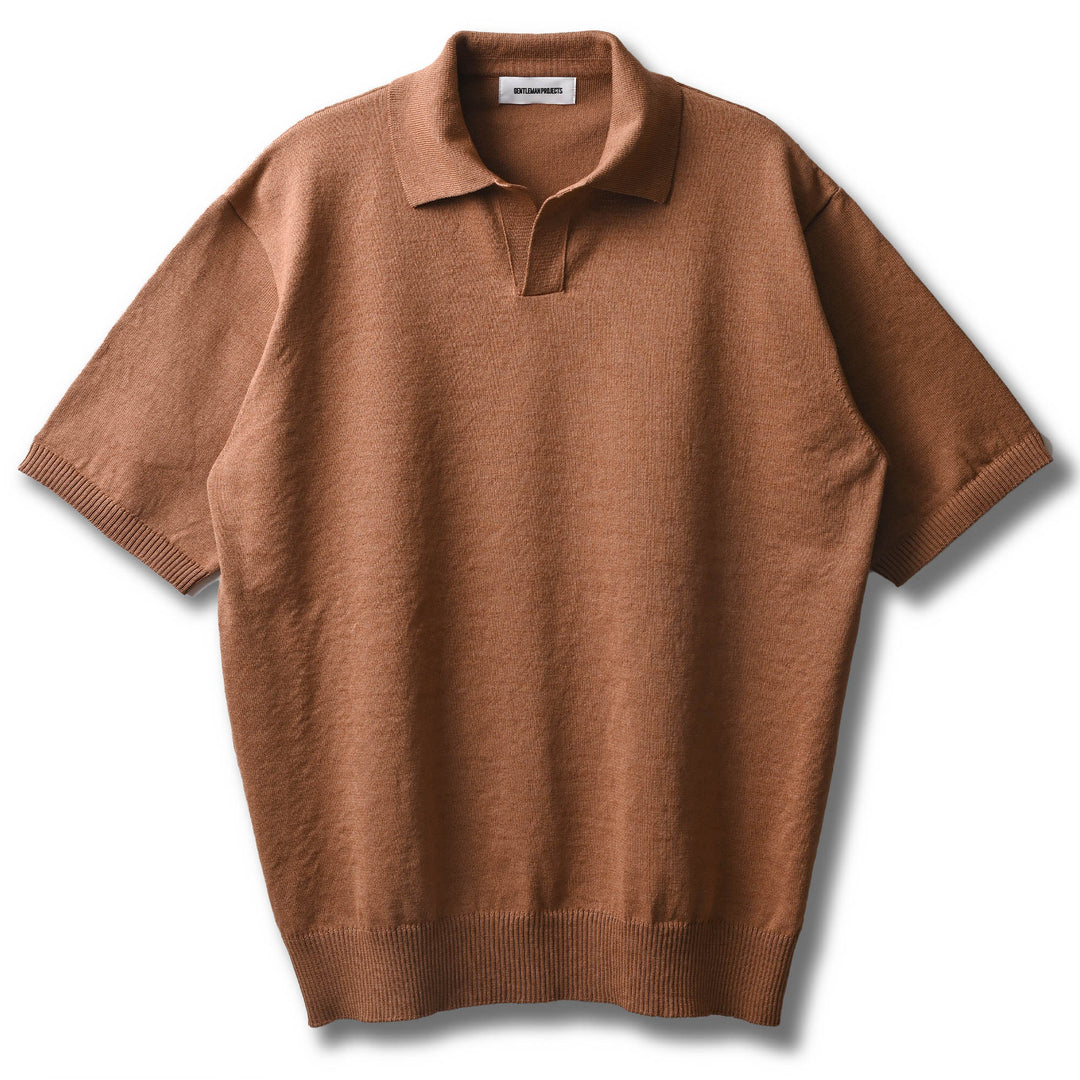 Washi cotton buttonless knit polo 