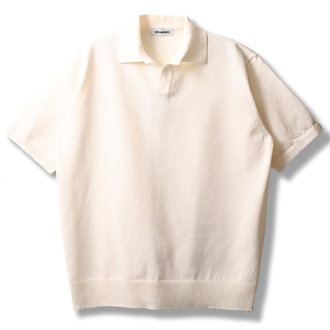 Washi cotton buttonless knit polo 